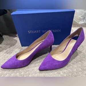 Stuart Weitzman gorgeous purple suede pumps sz8-worn twice-comes in box
